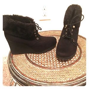 Cute Black Wedge Booties